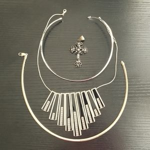 2 Vintage Lia Sophia and 1 Paparazzi Necklace With Cross Pendant